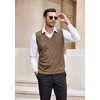 image:imageCOOFANDY Mens Sleeveless Sweater Vest Lightweight VNeck Cotton Vest PulloverBrown