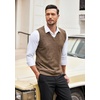 image:imageCOOFANDY Mens Sleeveless Sweater Vest Lightweight VNeck Cotton Vest PulloverBrown