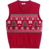 image:imageCOOFANDY Mens Sleeveless Sweater Vest Lightweight VNeck Cotton Vest PulloverChristmas Tree  Red