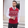 image:imageCOOFANDY Mens Sleeveless Sweater Vest Lightweight VNeck Cotton Vest PulloverChristmas Tree  Red