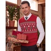 image:imageCOOFANDY Mens Sleeveless Sweater Vest Lightweight VNeck Cotton Vest PulloverChristmas Tree  Red