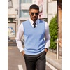 image:imageCOOFANDY Mens Sleeveless Sweater Vest Lightweight VNeck Cotton Vest PulloverLight Blue