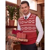 image:imageCOOFANDY Mens Sleeveless Sweater Vest Lightweight VNeck Cotton Vest PulloverRed and White Snowflakes
