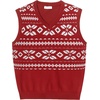 image:imageCOOFANDY Mens Sleeveless Sweater Vest Lightweight VNeck Cotton Vest PulloverRed and White Snowflakes