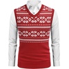 image:imageCOOFANDY Mens Sleeveless Sweater Vest Lightweight VNeck Cotton Vest PulloverRed and White Snowflakes