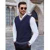 image:imageCOOFANDY Mens Sleeveless Sweater Vest Lightweight VNeck Cotton Vest PulloverStripes Navy Blue