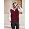 image:imageCOOFANDY Mens Sleeveless Sweater Vest Lightweight VNeck Cotton Vest PulloverWine Red