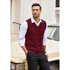 image:imageCOOFANDY Mens Sleeveless Sweater Vest Lightweight VNeck Cotton Vest PulloverWine Red