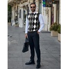 image:imageCOOFANDY Mens Sleeveless V Neck Pullover Sweater Slim Fit Casual Argyle Vest SweatersBlack
