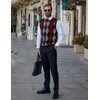 image:imageCOOFANDY Mens Sleeveless V Neck Pullover Sweater Slim Fit Casual Argyle Vest SweatersBlackred