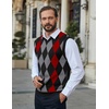 image:imageCOOFANDY Mens Sleeveless V Neck Pullover Sweater Slim Fit Casual Argyle Vest SweatersBlackred