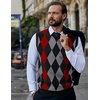 image:imageCOOFANDY Mens Sleeveless V Neck Pullover Sweater Slim Fit Casual Argyle Vest SweatersBlackred