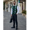 image:imageCOOFANDY Mens Sleeveless V Neck Pullover Sweater Slim Fit Casual Argyle Vest SweatersGreen