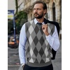 image:imageCOOFANDY Mens Sleeveless V Neck Pullover Sweater Slim Fit Casual Argyle Vest SweatersGrey