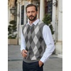 image:imageCOOFANDY Mens Sleeveless V Neck Pullover Sweater Slim Fit Casual Argyle Vest SweatersGrey