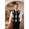 image:imageCOOFANDY Mens Sleeveless V Neck Pullover Sweater Slim Fit Casual Argyle Vest SweatersGw262 Black and Gray Plaid