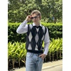 image:imageCOOFANDY Mens Sleeveless V Neck Pullover Sweater Slim Fit Casual Argyle Vest SweatersGw262 Black and Gray Plaid