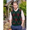image:imageCOOFANDY Mens Sleeveless V Neck Pullover Sweater Slim Fit Casual Argyle Vest SweatersGw345 Green and Black Plaid