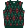 image:imageCOOFANDY Mens Sleeveless V Neck Pullover Sweater Slim Fit Casual Argyle Vest SweatersGw345 Green and Black Plaid