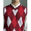image:imageCOOFANDY Mens Sleeveless V Neck Pullover Sweater Slim Fit Casual Argyle Vest SweatersGw572 Red and White