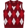 image:imageCOOFANDY Mens Sleeveless V Neck Pullover Sweater Slim Fit Casual Argyle Vest SweatersGw572 Red and White