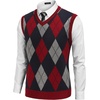 image:imageCOOFANDY Mens Sleeveless V Neck Pullover Sweater Slim Fit Casual Argyle Vest SweatersGw573 Red and Gray Plaid