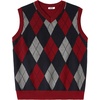image:imageCOOFANDY Mens Sleeveless V Neck Pullover Sweater Slim Fit Casual Argyle Vest SweatersGw573 Red and Gray Plaid