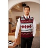 image:imageCOOFANDY Mens Sleeveless V Neck Pullover Sweater Slim Fit Casual Argyle Vest SweatersGz981 Red and White Plaid