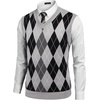 image:imageCOOFANDY Mens Sleeveless V Neck Pullover Sweater Slim Fit Casual Argyle Vest SweatersLight Grey