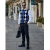 image:imageCOOFANDY Mens Sleeveless V Neck Pullover Sweater Slim Fit Casual Argyle Vest SweatersNavy Blue