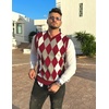 image:imageCOOFANDY Mens Sleeveless V Neck Pullover Sweater Slim Fit Casual Argyle Vest SweatersWine Red