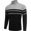 image:imageCOOFANDY Mens Slim Fit Turtleneck Sweater Casual Knitted Twisted Pullover Solid SweatersBlackGray Stripes