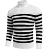 image:imageCOOFANDY Mens Slim Fit Turtleneck Sweater Casual Knitted Twisted Pullover Solid SweatersBlackWhite Stripes