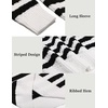 image:imageCOOFANDY Mens Slim Fit Turtleneck Sweater Casual Knitted Twisted Pullover Solid SweatersBlackWhite Stripes