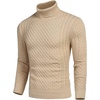 image:imageCOOFANDY Mens Slim Fit Turtleneck Sweater Casual Knitted Twisted Pullover Solid SweatersKhaki