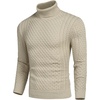 image:imageCOOFANDY Mens Slim Fit Turtleneck Sweater Casual Knitted Twisted Pullover Solid SweatersLight Khaki