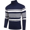 image:imageCOOFANDY Mens Slim Fit Turtleneck Sweater Casual Knitted Twisted Pullover Solid SweatersNavy BlueWhite Stripes