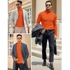 image:imageCOOFANDY Mens Slim Fit Turtleneck Sweater Casual Knitted Twisted Pullover Solid SweatersOrange