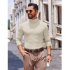 image:imageCOOFANDY Mens Slim Fit Turtleneck Sweater Long Sleeve Ribbed Turtle Neck Casual Lightweight Basic Pullover SweatersBeige