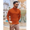 image:imageCOOFANDY Mens Slim Fit Turtleneck Sweater Long Sleeve Ribbed Turtle Neck Casual Lightweight Basic Pullover SweatersBrown