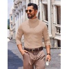 image:imageCOOFANDY Mens Slim Fit Turtleneck Sweater Long Sleeve Ribbed Turtle Neck Casual Lightweight Basic Pullover SweatersLight Brown