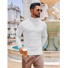 image:imageCOOFANDY Mens Slim Fit Turtleneck Sweater Long Sleeve Ribbed Turtle Neck Casual Lightweight Basic Pullover SweatersWhite