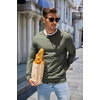 image:imageCOOFANDY Mens Sweater Crewneck Pullover Long Sleeve Lightweight Sweater Plain Knit Silm FitArmy Green