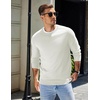 image:imageCOOFANDY Mens Sweater Crewneck Pullover Long Sleeve Lightweight Sweater Plain Knit Silm FitCream White