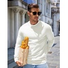 image:imageCOOFANDY Mens Sweater Crewneck Pullover Long Sleeve Lightweight Sweater Plain Knit Silm FitCream White
