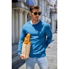 image:imageCOOFANDY Mens Sweater Crewneck Pullover Long Sleeve Lightweight Sweater Plain Knit Silm FitDark Blue