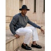 image:imageCOOFANDY Mens Sweater Crewneck Pullover Long Sleeve Lightweight Sweater Plain Knit Silm FitDark Gray