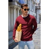 image:imageCOOFANDY Mens Sweater Crewneck Pullover Long Sleeve Lightweight Sweater Plain Knit Silm FitDark Red