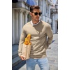 image:imageCOOFANDY Mens Sweater Crewneck Pullover Long Sleeve Lightweight Sweater Plain Knit Silm FitKhaki