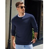 image:imageCOOFANDY Mens Sweater Crewneck Pullover Long Sleeve Lightweight Sweater Plain Knit Silm FitNavy Blue